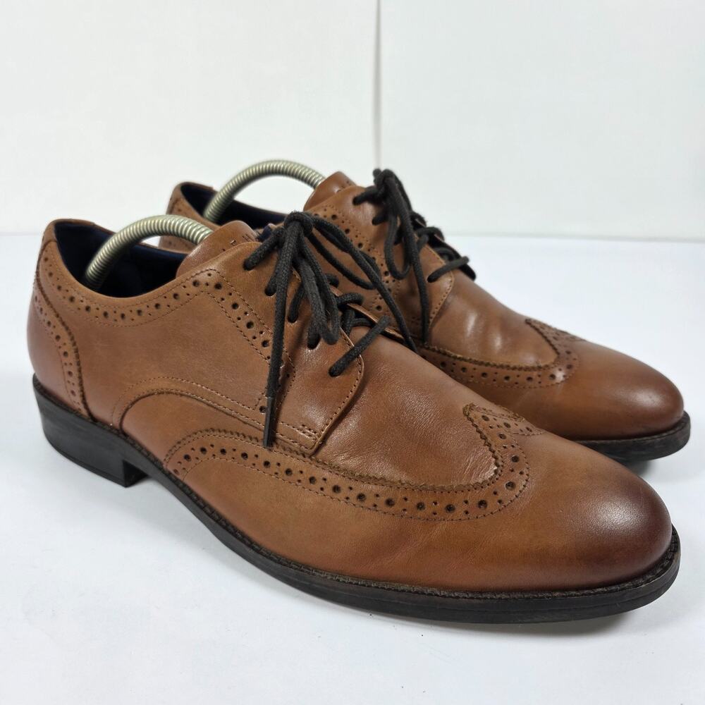 Cole Haan Mens 10M Brown Leather Wingtip Oxford Dress Shoes Lace Up
